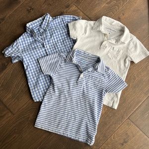 crewcuts Blue & White Short-Sleeve Polos & Poplin Button-down 3T - Bundle of 3
